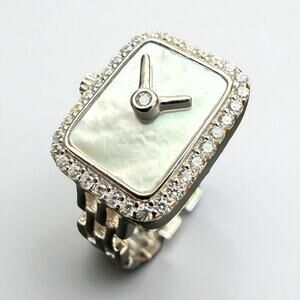 Mother of Pearl Sterling Silver Ring Size 8 – Elegant Statement Watch Design